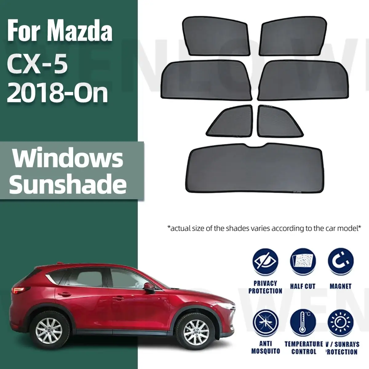 

For Mazda CX-5 CX5 KF 2018-2023 2024 Car Sunshade Magnetic Front Windshield Curtain Rear Side Window Sun Shade Visor