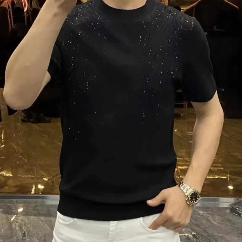 New Summer Men Versatile Half-sleeved Slim Fit T-shirt for Business Round Neck Versatile Pullover - Image 3