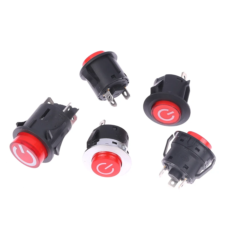 B*High Quality 1pc Plastic 26mm 28mm One Button Start Switch For Children's Electric Car 3-pin Power Switch For Baby Battery Car