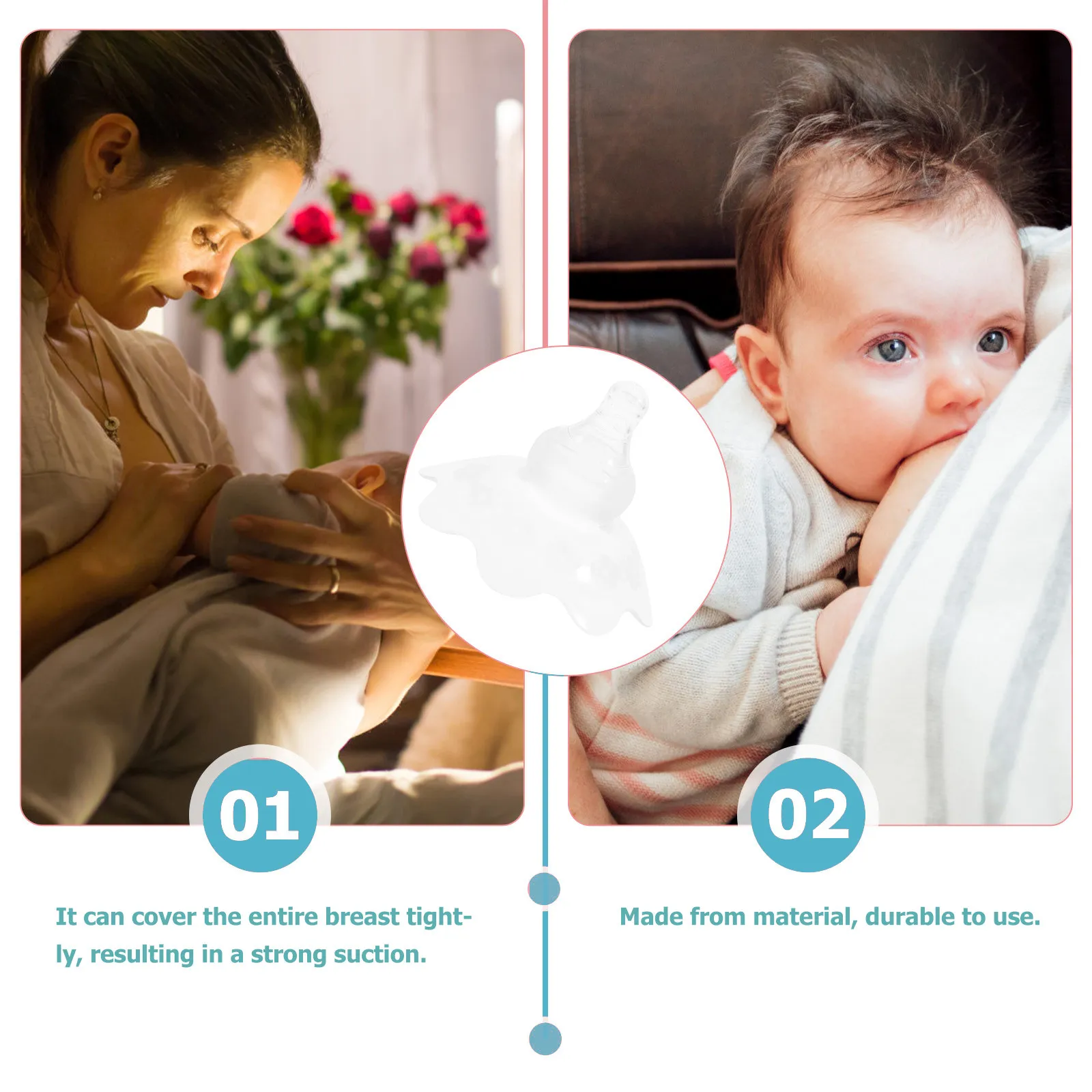 Nursing Nipple Shields 2 Pack Transparent Breathable Anti Bite Breastfeeding Covers for Comfortable Feeding