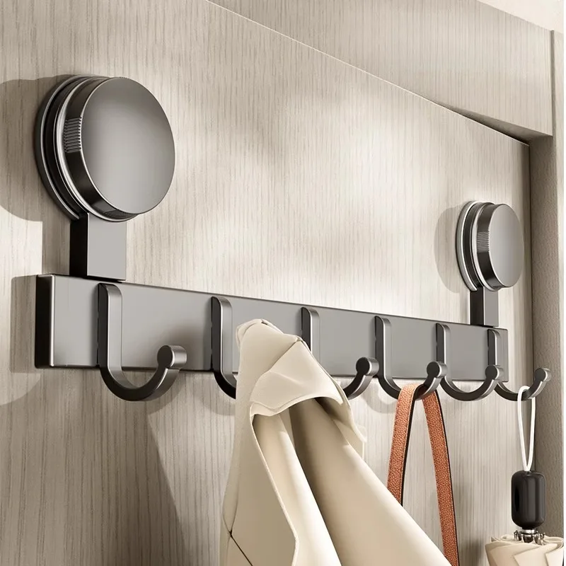 

Metal Movable Door Wall Clothes Hangers Sucker Hook Solid Color Toilet Hangers Strong Load-bearing Modern Simple Home Decor