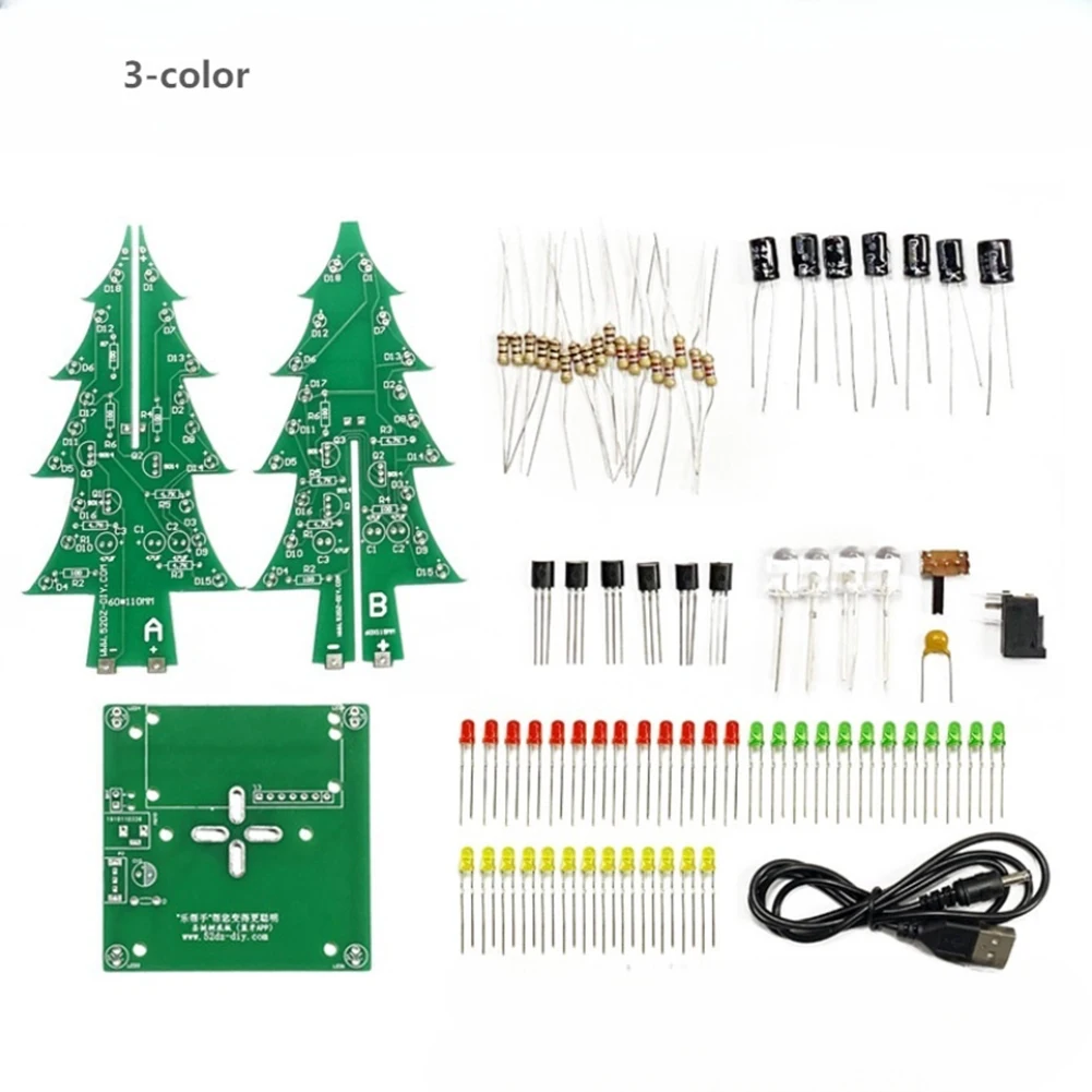 

1 Set DC5V LED Christmas Tree DIY Kit DIY Electronic Christmas Tree Kit LED Flashing Kit Bent For Leaf Kit Electrical Equipment
