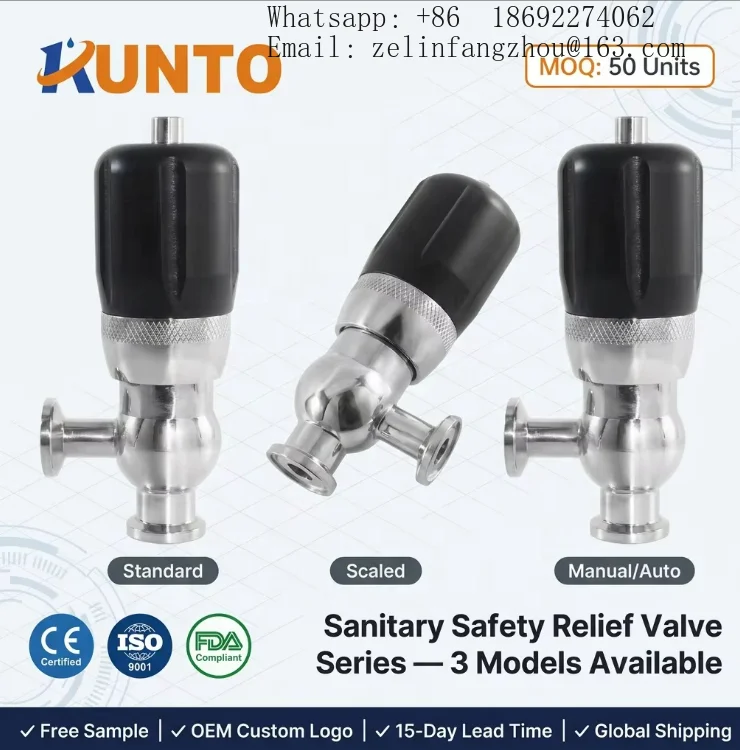 OEM 316L Stainless Sanitary Spring Loaded Angle Safety Relief Valve 1/4 1/2 Inch Weld Overpressure Food Pharma Chemical