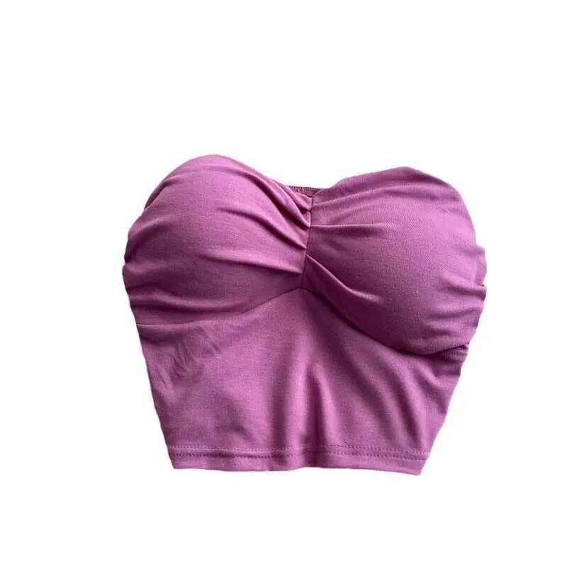 Comfortabele Sexy Tube Top Onderkant Voor Dames Zomer Geplooide Top Met Gewatteerde Korte Top Voor Dames Strapless Bh Groothandel