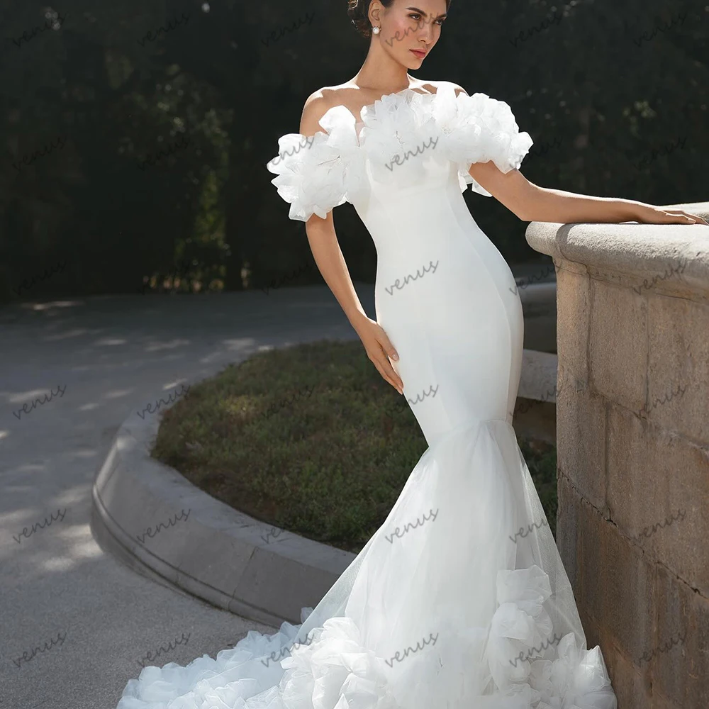 

Charming Wedding Dresses Satin Bridal Gowns Off The Shoulder Robes Sweep Train Modern Luxury Vestidos De Novia Customized 2025