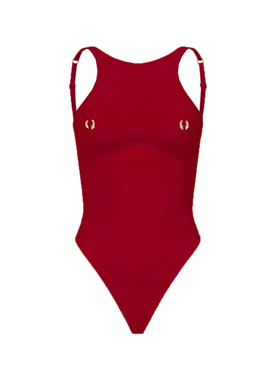 섹시한 단색 타이트 바디수트 오픈 백 탑 2026 여성용 단색 원피스 수영복 섹시한 모노키니 여름 해변 의상 신상품