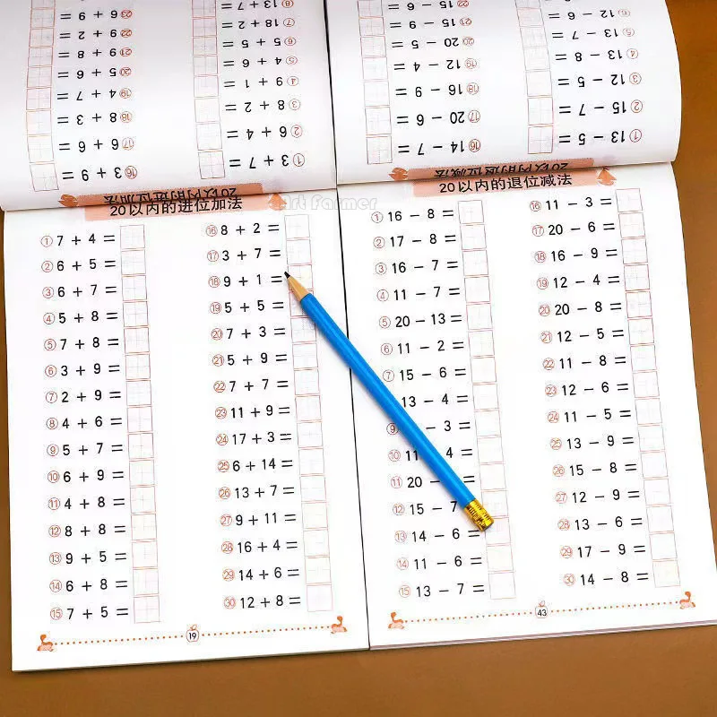 95 Pages/Book Children's Addition and Subtraction Learning Mathematics Workbook Handwritten Arithmetic Exercise Books Notebooks