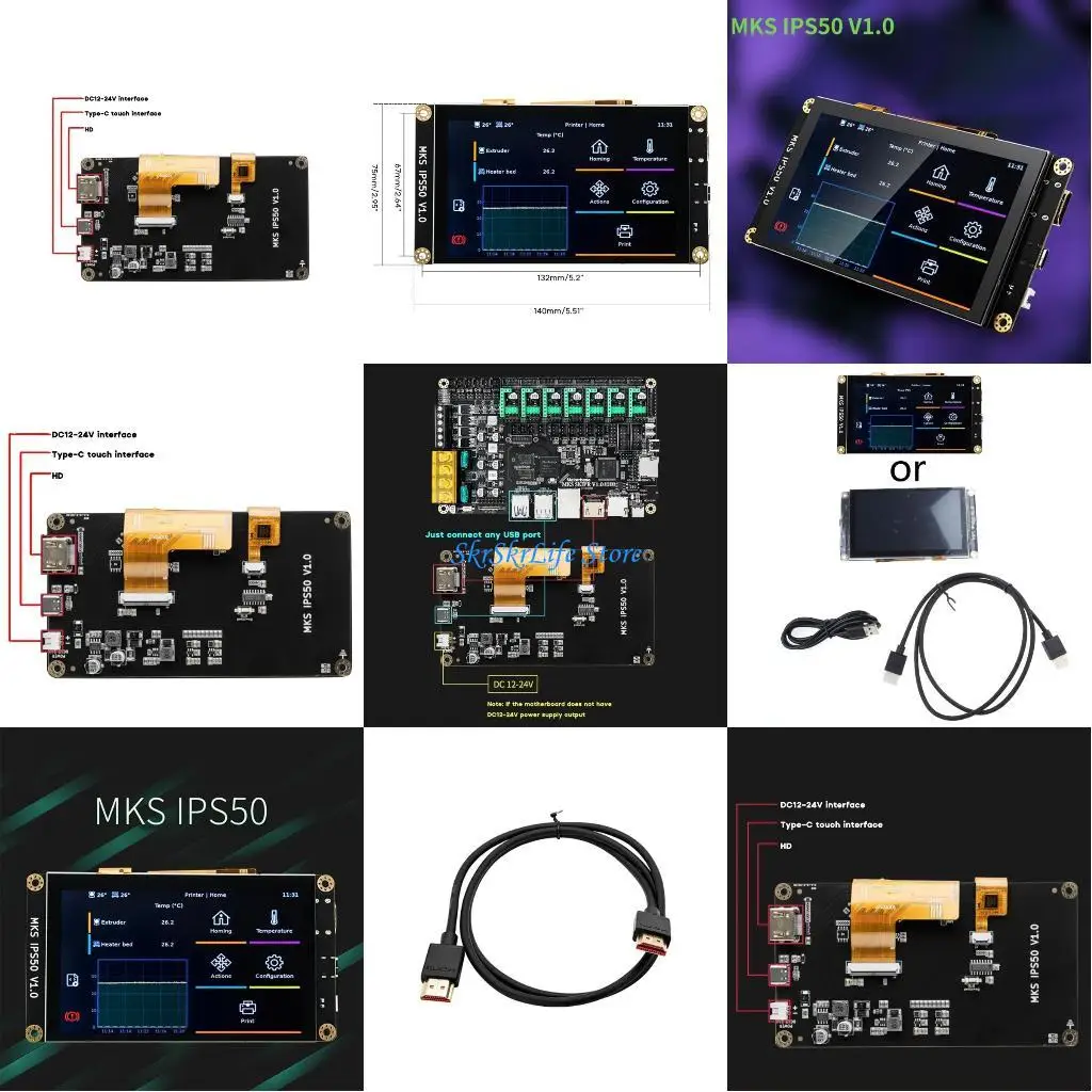 

E65E MKS IPS50 5In RGB 800x480 High Definition TFT Display DC12-24V