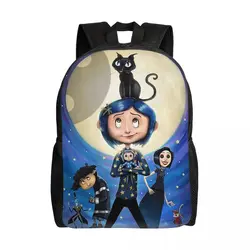 Spersonalizowany halloweenowy Horror Coraline plecak męski kobiety Basic na torby uniwersyteckie szkolny