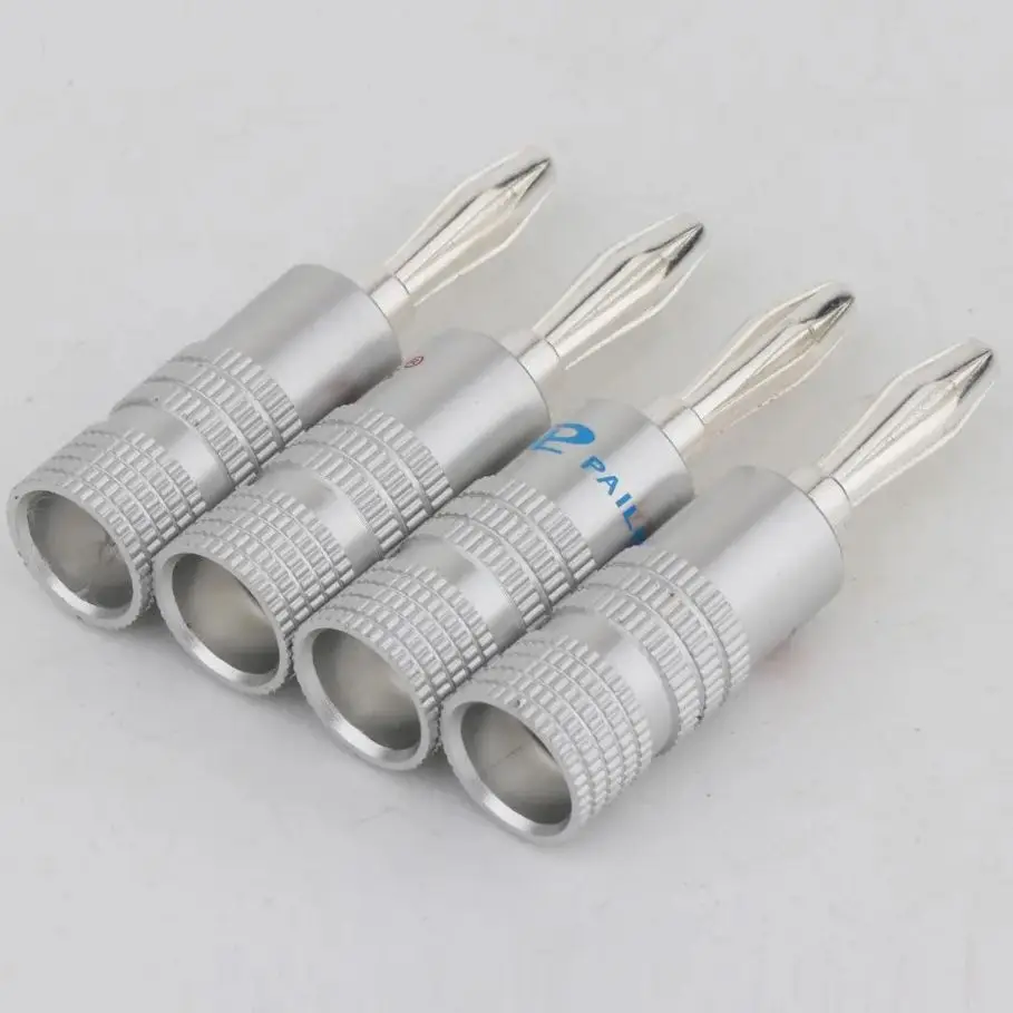 オーディオおよびビデオスピーカー用の銀メッキバナナプラグ,銅コネクタ,ケーブル接続端子用,8個