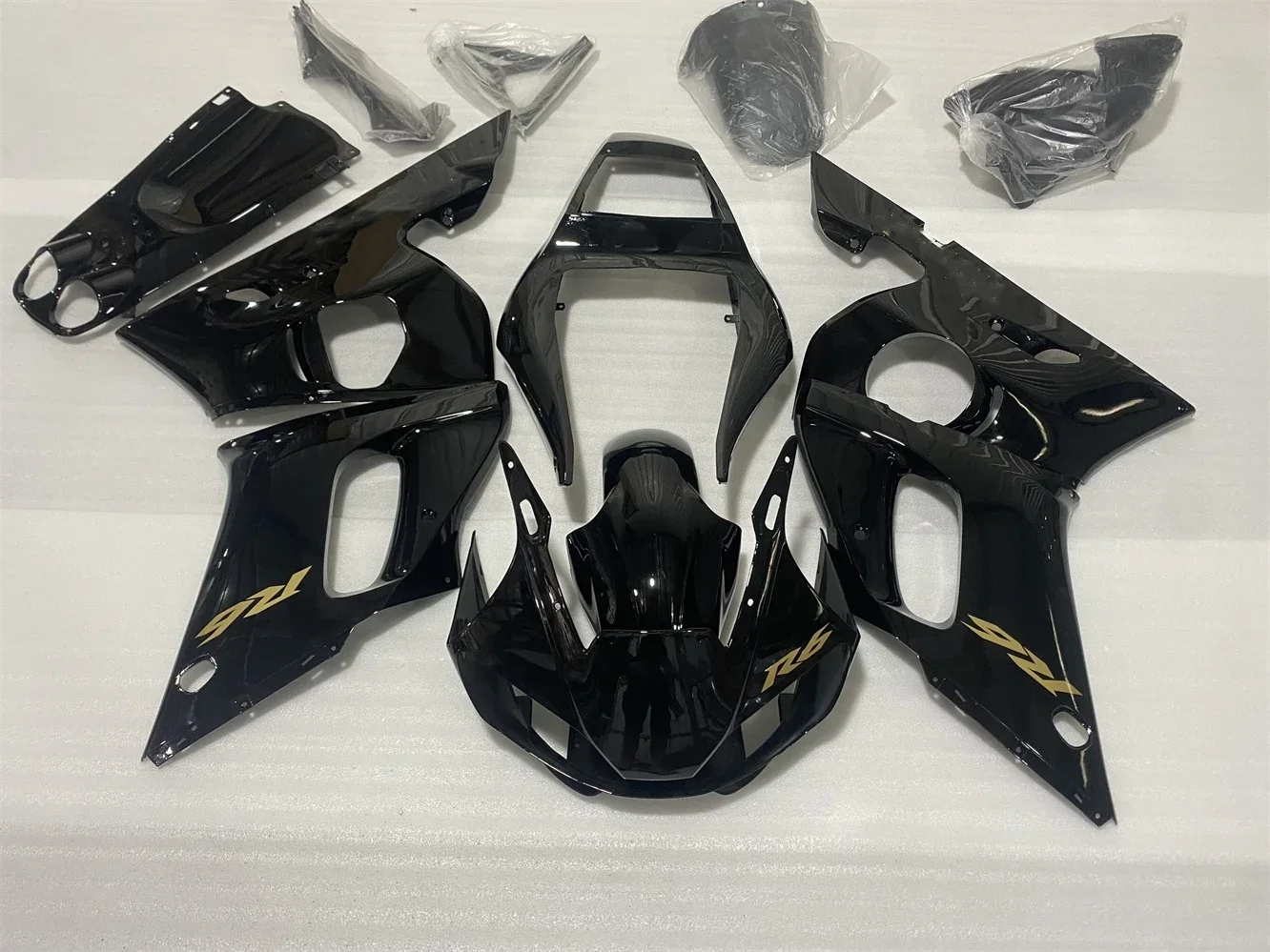 Carenado de motocicleta A/para Yamaha R6 1998 1999 2000 20001 2002 YZF600 98-02 carenado negro brillante dorado
