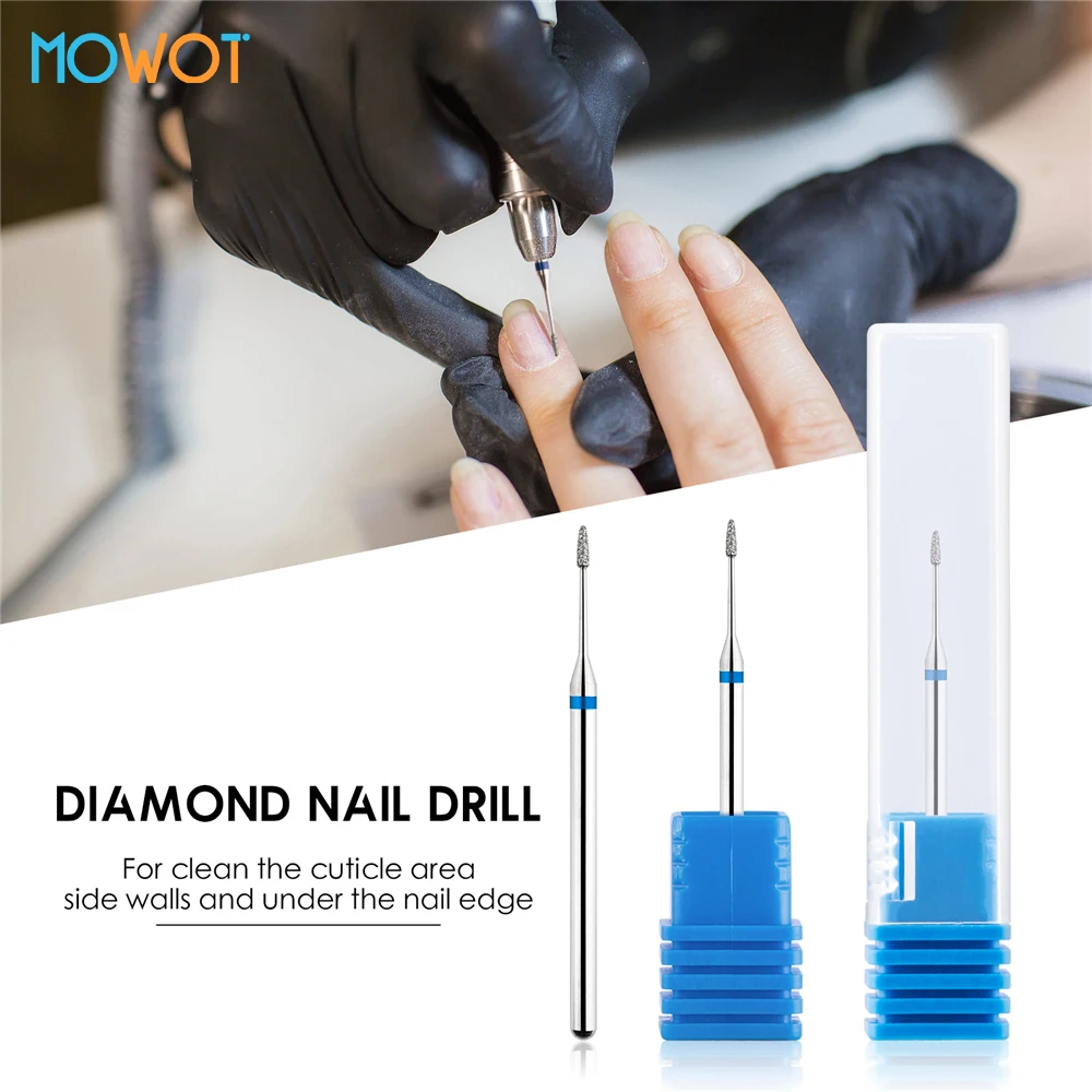 MOWOT 2 قطعة مسمار لقمة ثقب الماس قاطعة المطحنة 3/32 ''الكهربائية الروتاري إهاب نظيفة لدغ مسمار بت مانيكير باديكير مسمار أداة