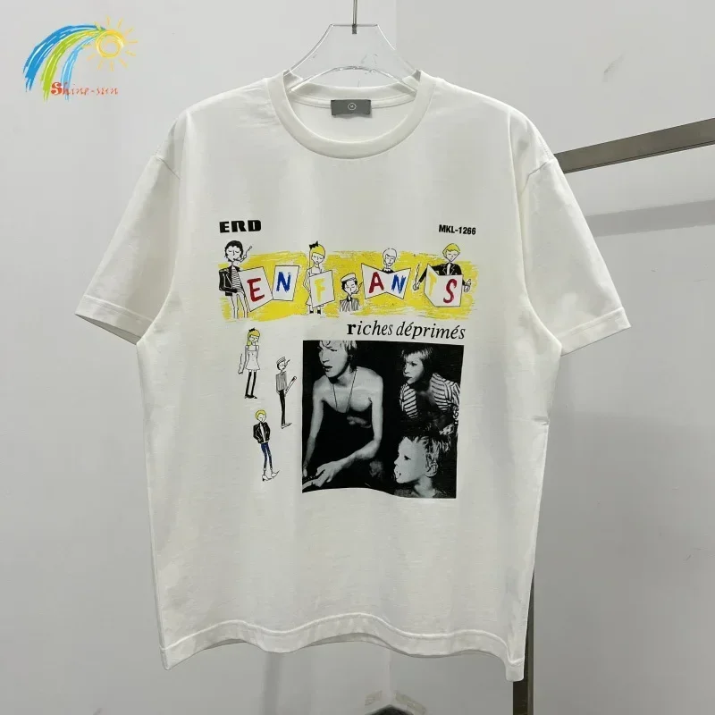 

High quality Cotton Digital Cartoon Print Erd T-shirt Streetwear Oversized White Short Sleeve Tee Casual T Shirt