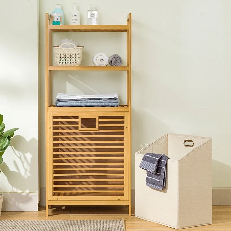 Bathroom Laundry Organizer: Multi-Functional Storage Rack with Divided Baskets, Living Room Sundries Holder, Efficient Space Use