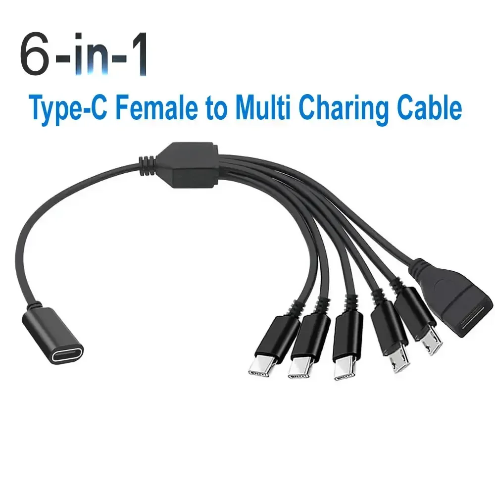 USB C Female to Type C/Micro USB Splitter Adapter Cable Extension Multi Charing Cable For Type-C Phone Tablet and Android Device