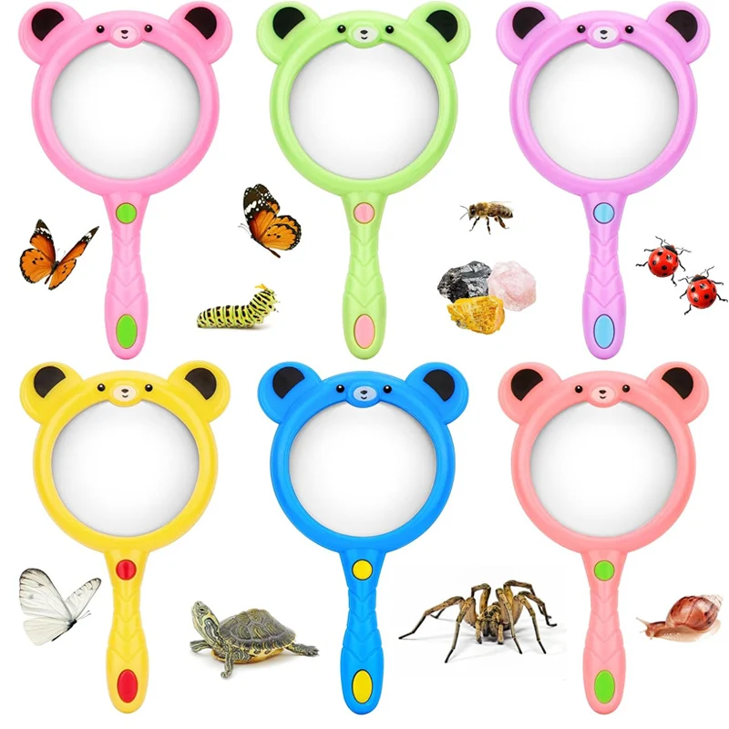Cartoon Cute Hand Lens Magnifier Magnifying Glasses Kids Party School Class Reading Outdoor Observation Exploration Science Toys