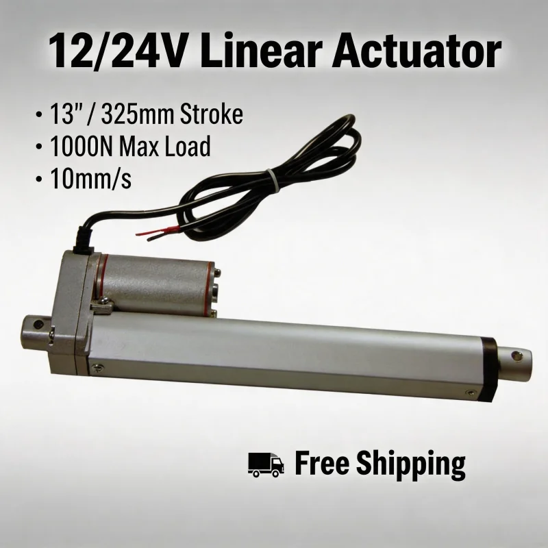 12V Electric Linear Actuator 325mm Stroke 10mm/s Speed 225LBS Max Load - 13inch Stroke Length for Stable Motion Control
