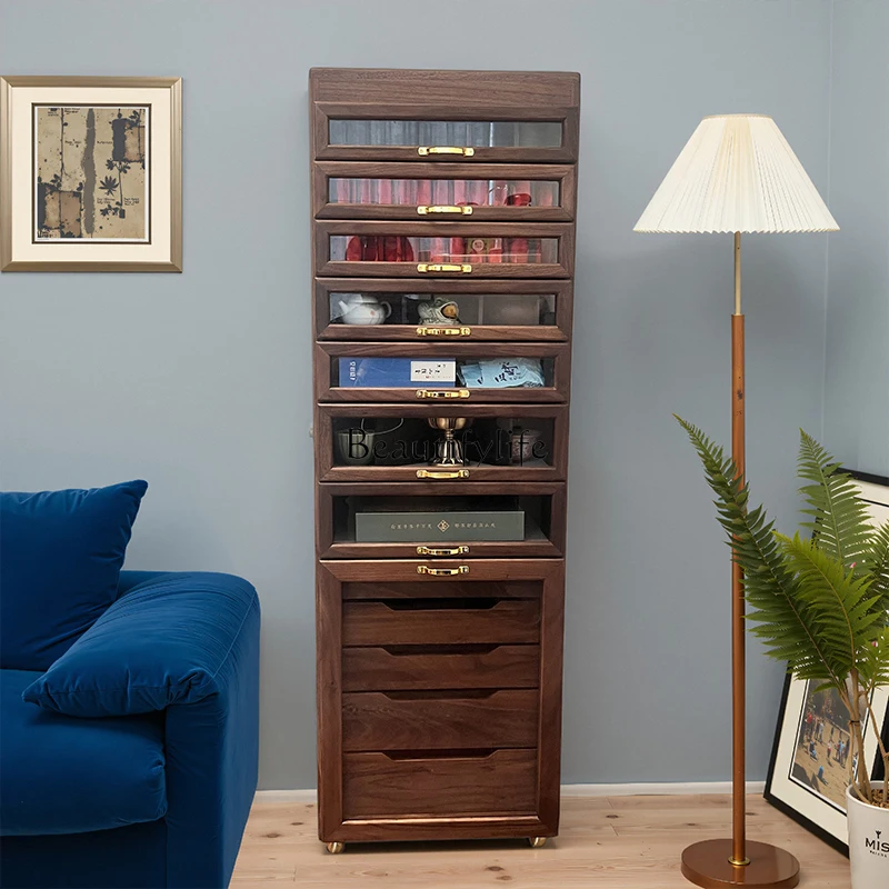 

*Tea set storage North American black walnut storage cabinet antique style