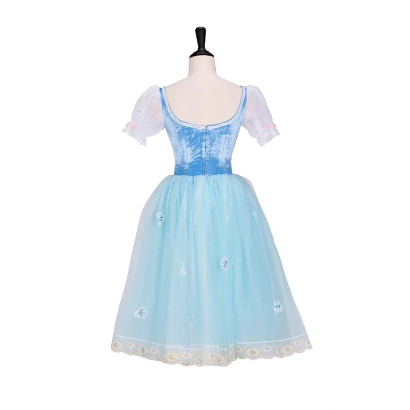 High Quality Kids Girls Long Performance Wear Professional Pink Blue Green Ballet Romantic Tutu