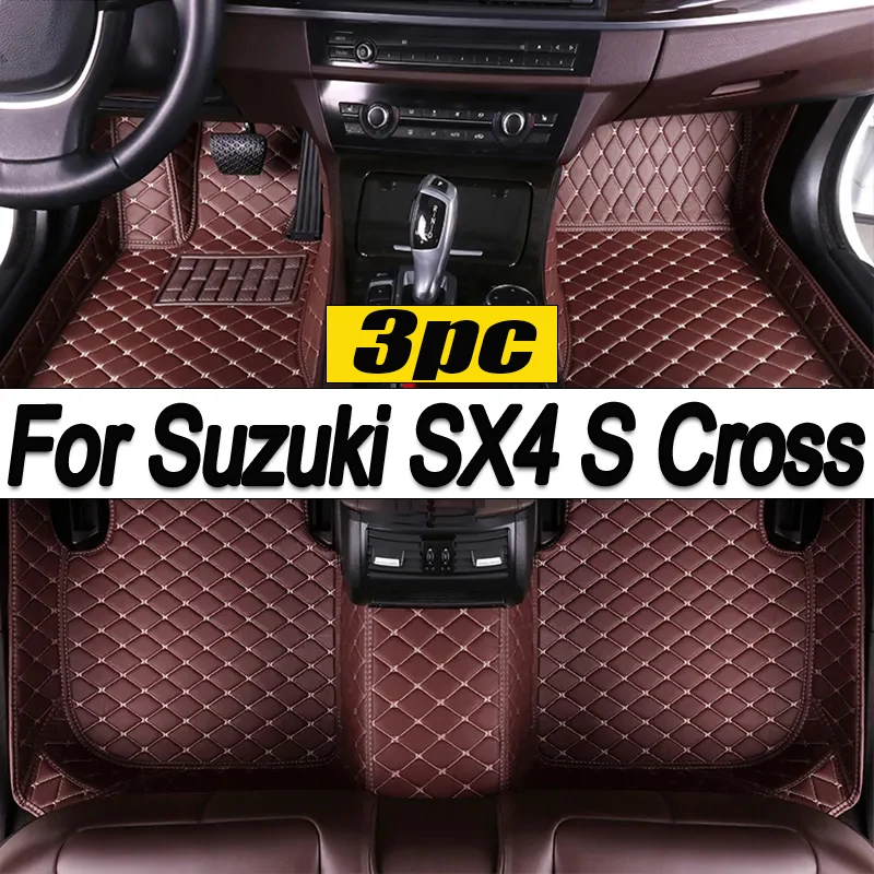 Custom Automotive Car Floor Mats For Suzuki SX4 S Cross 2020 2021 2022 Auto Luxury Leather Men Women Car Mats Full Coverage