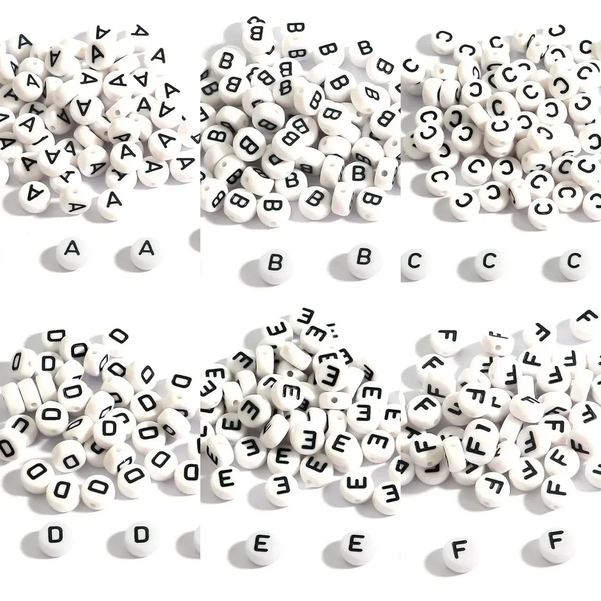 100-500PCS White Acrylic Alphabet Beads A-Z Letter Round Beads for DIY Jewelry Making Bracelet Necklace Earrings Accessories