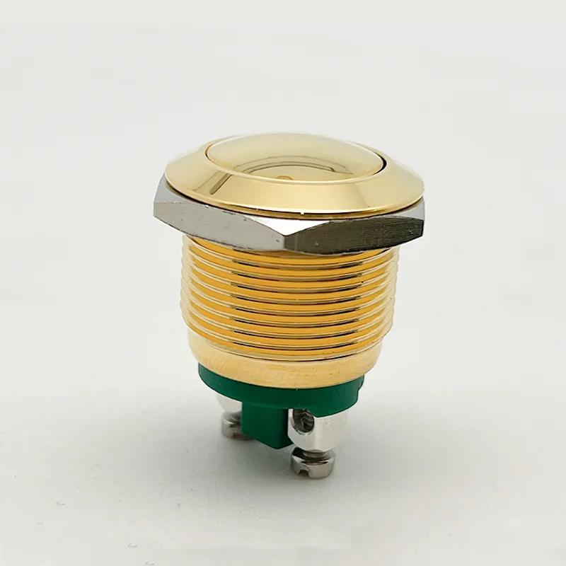 ELEWIND 19mm  Screw terminal Momentary (1NO) Domed head gold plated vandal proof push button switch ( PM191B-10/G )