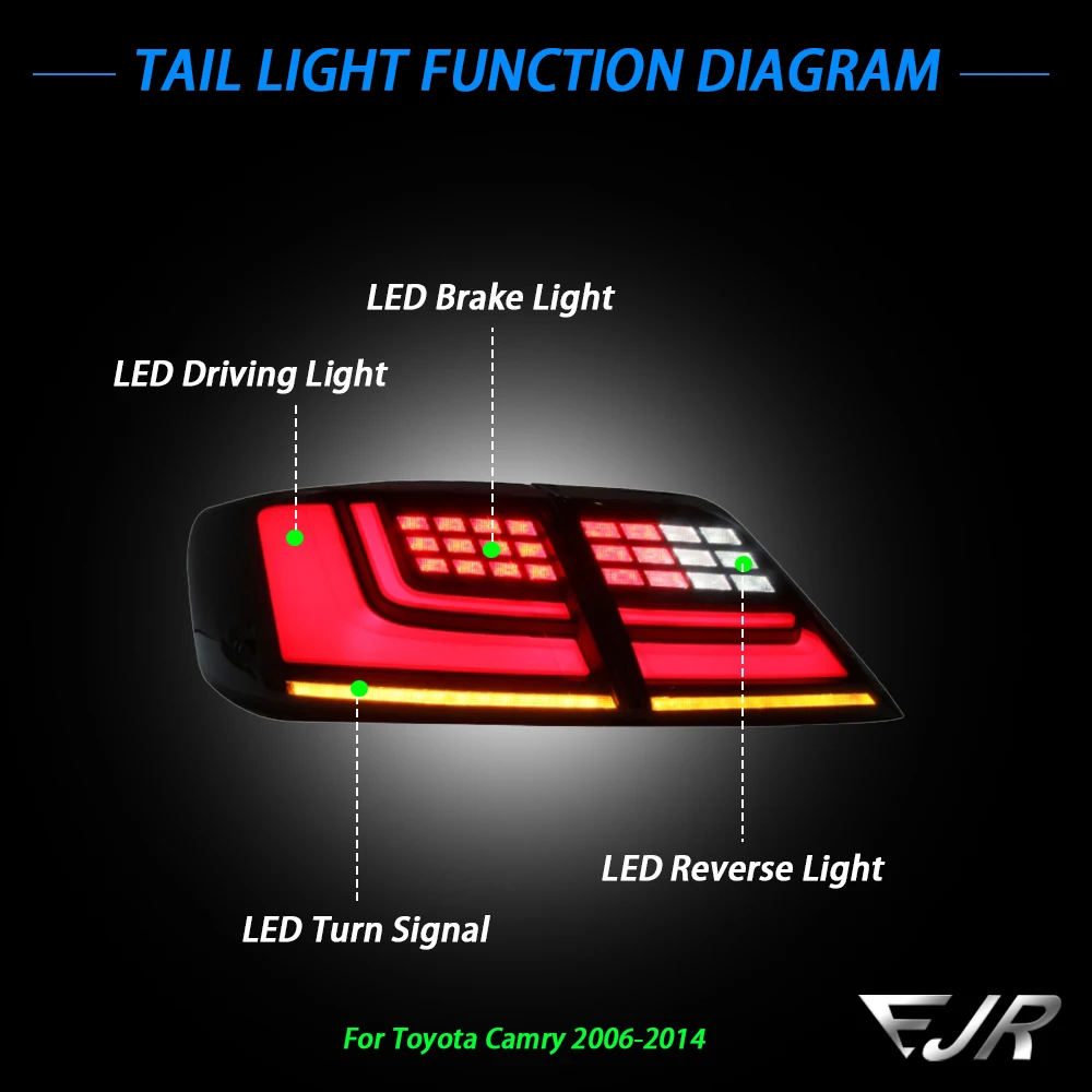 For Toyota Camry 2006-2011 Taillights Assemblies Modified LED Rear Tail Light Trunk Lamp Cars Lights Accessories Brake Turn