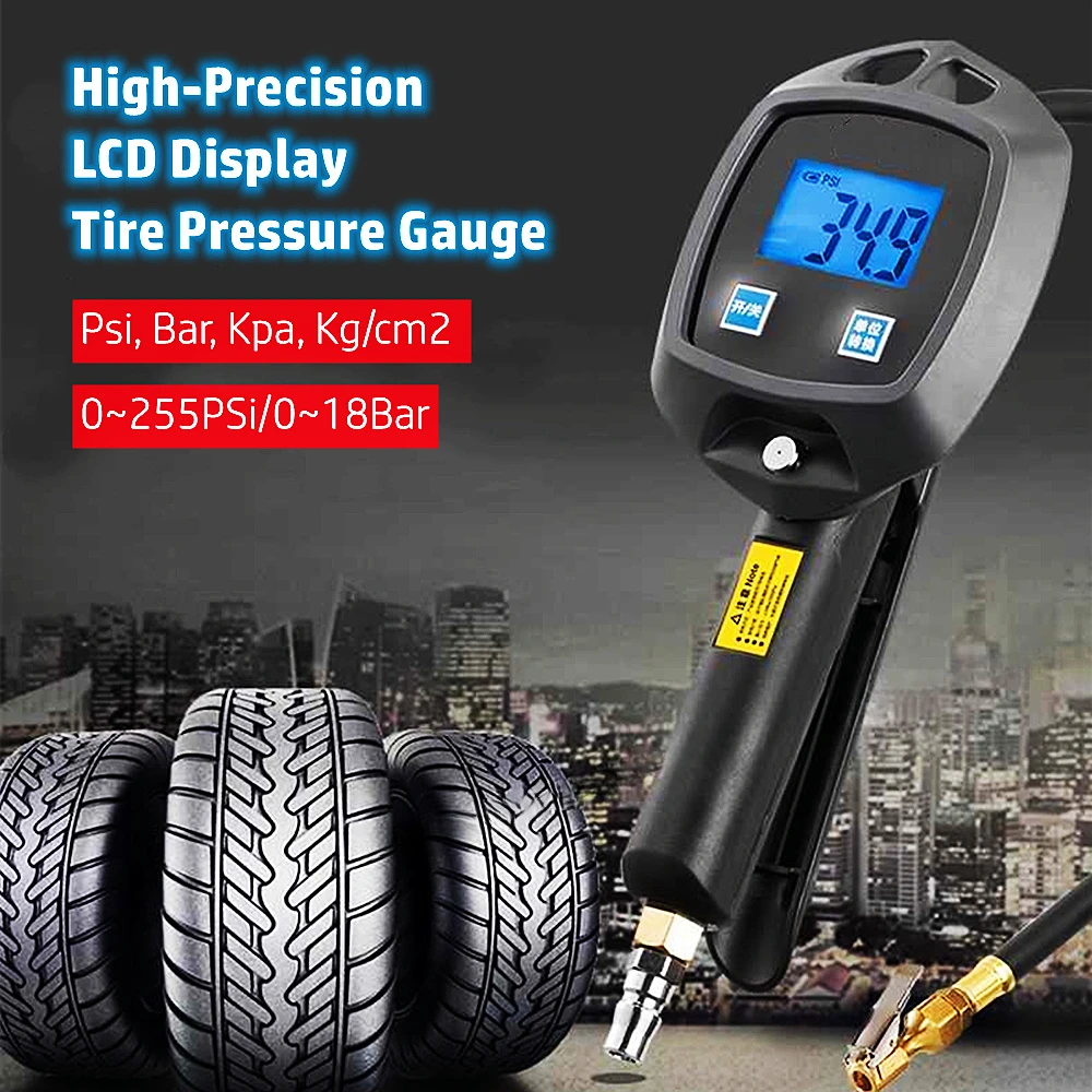 High Precision Automotive Tire Inflation Tire  Electronic Pressure Gauge with Inflation Gauge Digital Inflation Tire  Gauge Tool