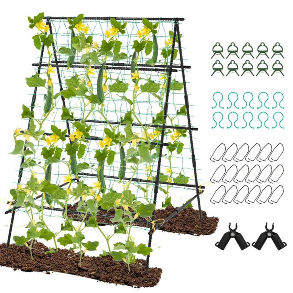 

59" Cucumber Trellis Sturdy A Frame Garden Trellis for Vegetables Flowers Climbing Plants Raised Bed Cucumber Tomato Grape