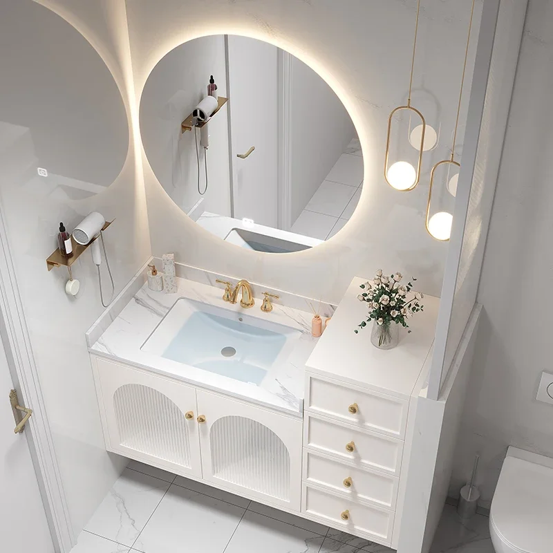 Bathroom Furniture  Basin Cabinet Set Light Luxury Smart Mother-in-law Double High And Low Table Washbasin Floor-to-ceiling