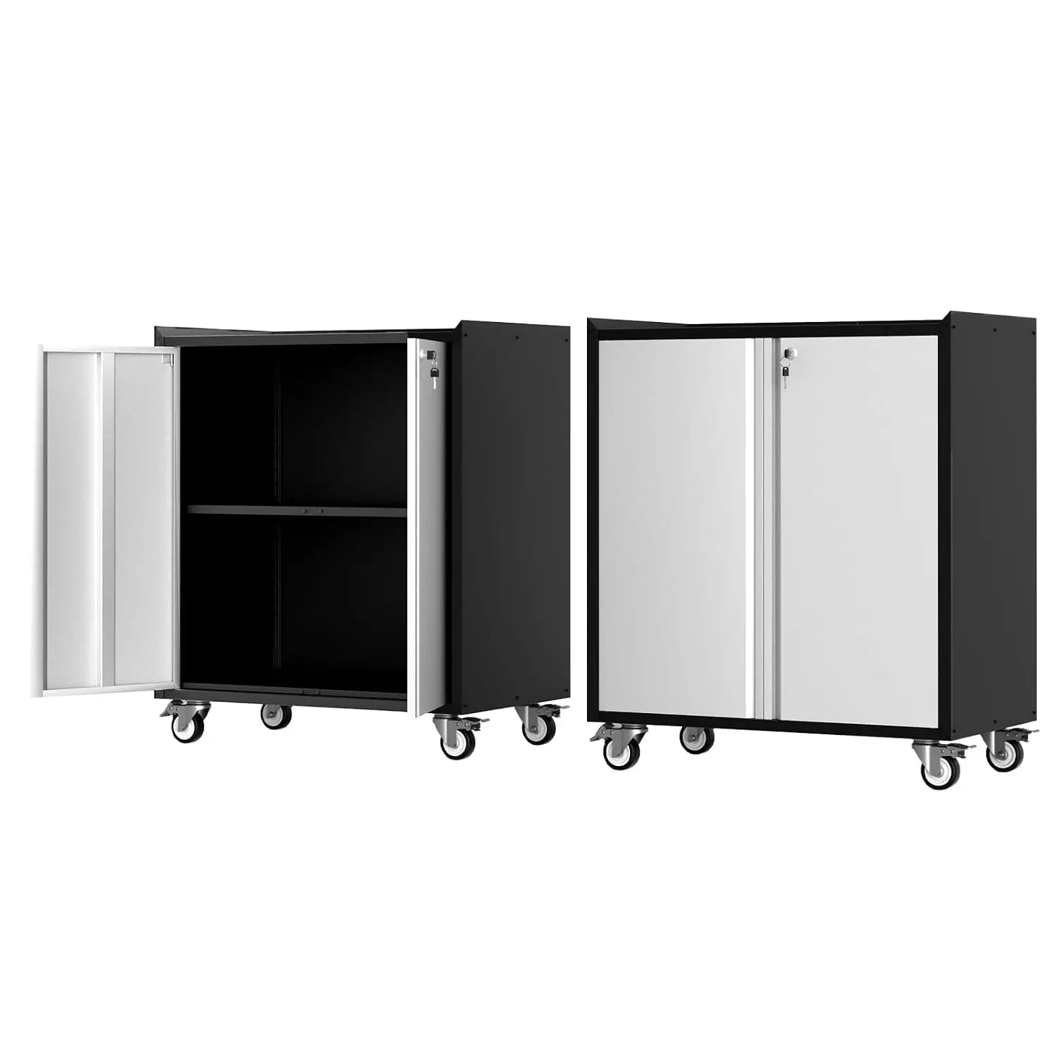 Metal Storage Cabinet with Locking Doors & Shelves, Mobile Tool Organizer for Garage Workshop Office, Customized