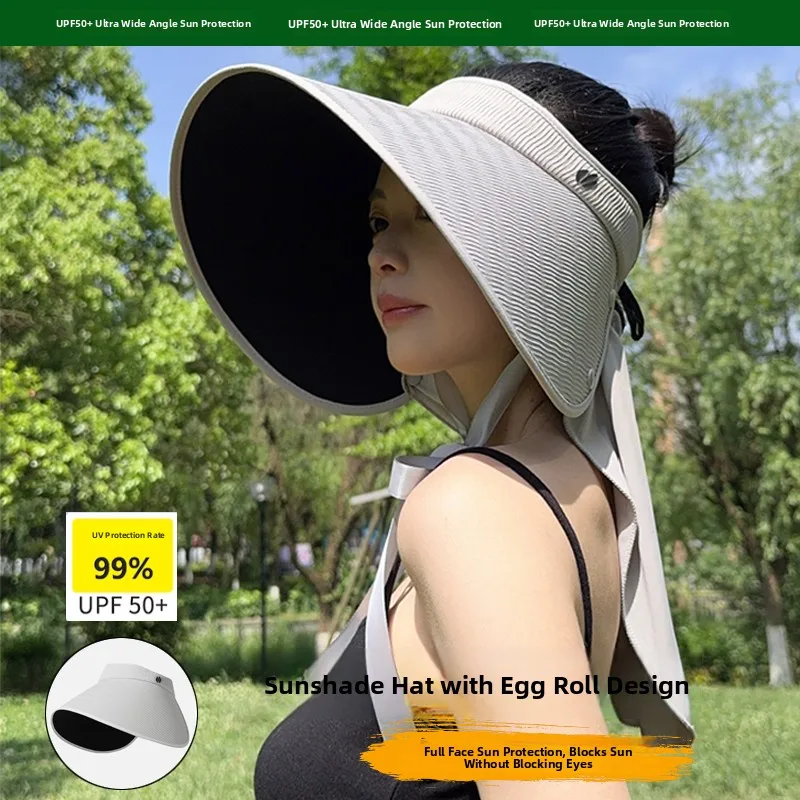 cappello-da-donna-per-protezione-solare-ampio-resistente-ai-raggi-uv-pieghevole-ideale-per-viaggi-all'aperto-con-protezione-per-il-collo-realizzato-in-seta-sintetica-colore-nero-con-inserto-in-materiale-adesivo-per-proteggere-dal-sole