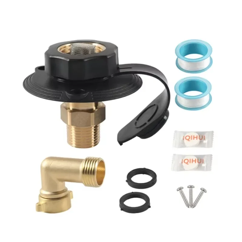 RV City Water Fill Inlet Brass with Check Valve for Camper Trailer Marine