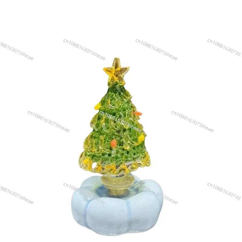Jingdezhen Glazed Ceramic Christmas Tree - Luxury Rotating Desktop Decor Handcrafted Ornament