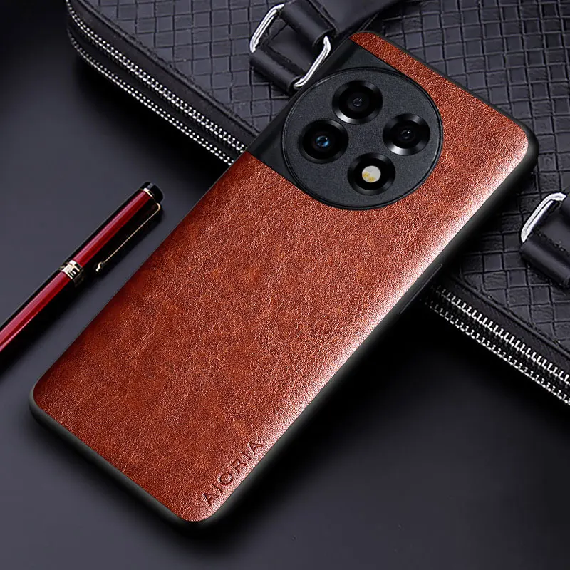 Luxury leather Case for Oneplus 11 11R 10T 10 Pro coque Business solid color Soft TUP&Hard PC Phone cover for oneplus 11 5g case