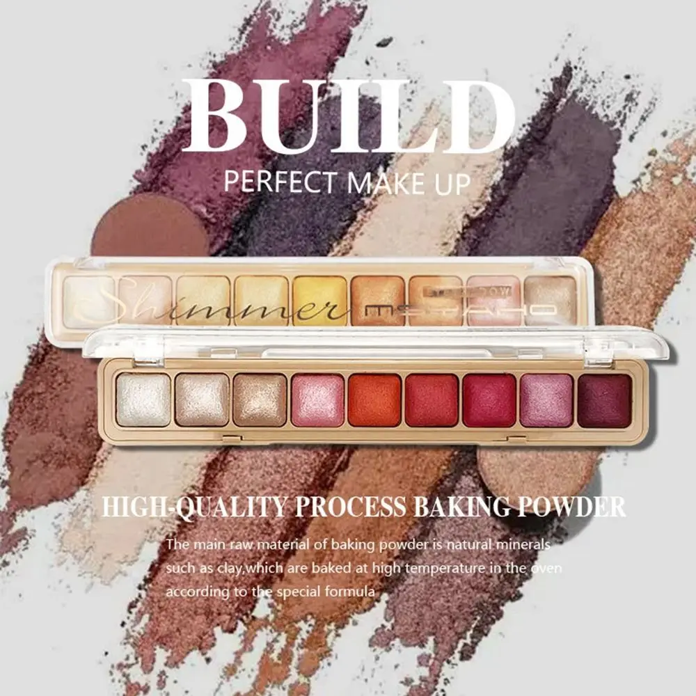 Paleta de sombra de ojos pigmentada de 9 colores, brillo Natural, lentejuelas, resistente al agua, herramienta de maquillaje de ojos de larga duración para chica