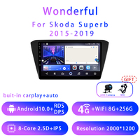 Wonderful For Skoda Superb 10.2inch Android10 5G wifi DSP Car stereo Radio Multimedia Video Player GPS Navigation