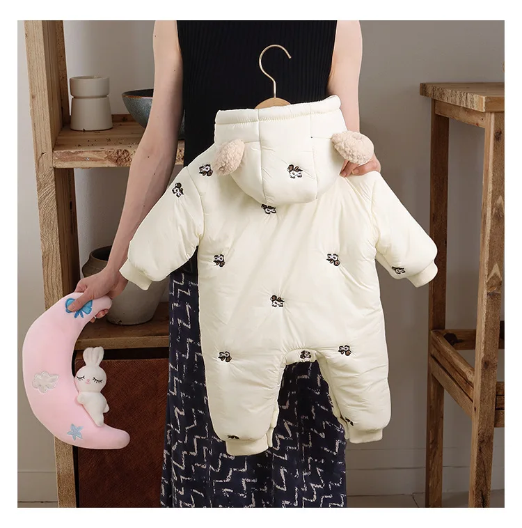 Baby-Winter-Overall mit Kapuze, Fleece-Futter, dicker, warmer Overall, 3M-24M, Baby-Outfit mit Cartoon-Motiv, einteiliger Schneeanzug für Jungen und Mädchen. – Detail 3
