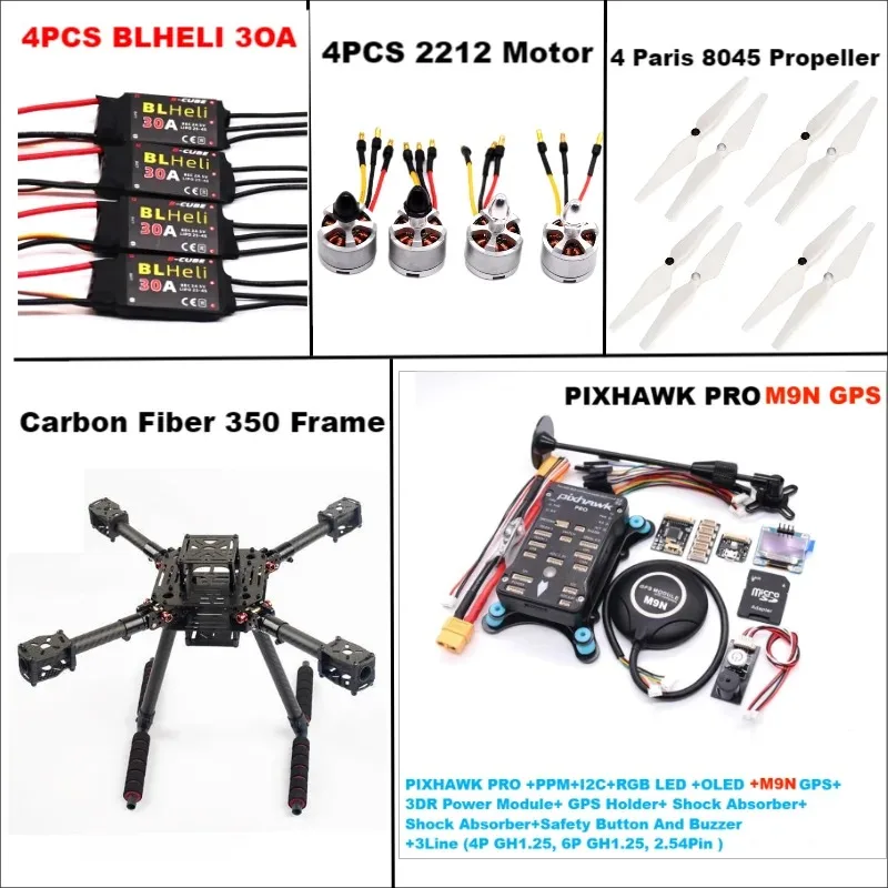 B-CUBE カーボンファイバー350 PIXHAWK PRO M8N/M9N/M10 キット フライトコントロール Ardupilot ラジオテレメトリー クアッドコプター BLHELI 30A ESC 2212モーター
