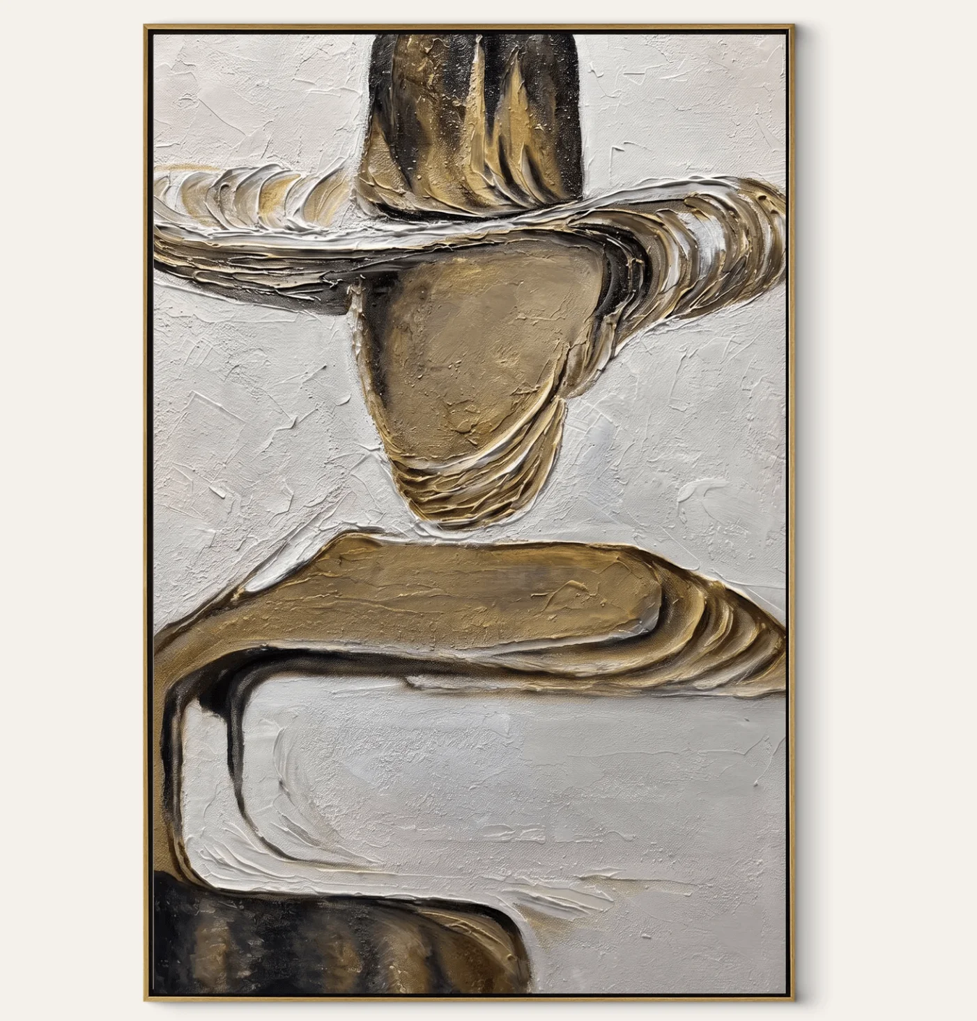 Gilded Brim Holds Still – Gold Hat Figure Painting Retro Modern Vertical Wall Art Canvas Prints Posters Living Room Decor