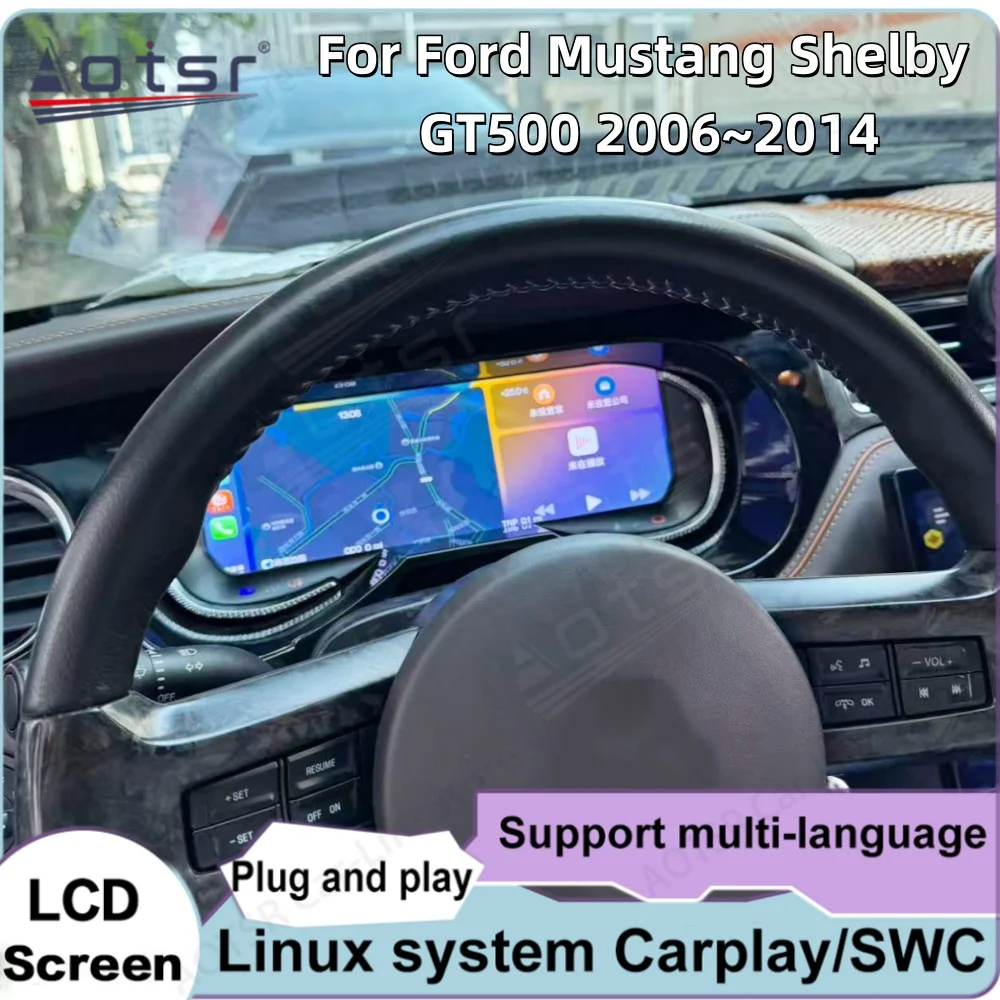 12.3 Linux For Ford Mustang Shelby GT500 2006~2014 Digital Performance Display Dashboard LCD Speed Table Car Virtual Information