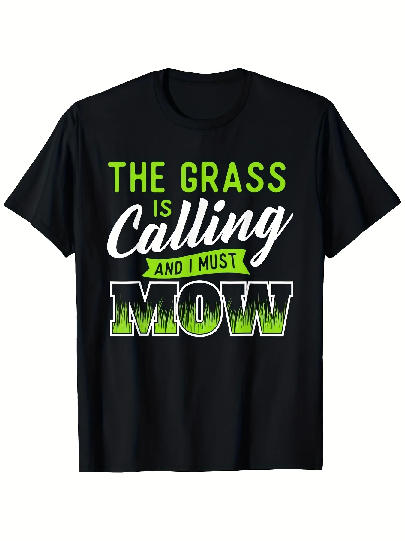 Funny Lawn Care TShirt for Men The Grass Is Calling And I Must Mow Graphic Tee Heavyweight 180 Shirt() Perfect Gift for Gardeners Lawnmower Operators Grass Lovers Black CasuRetro Casual Short-sleeved T-shirt with a Round Neck and Printed Pattern