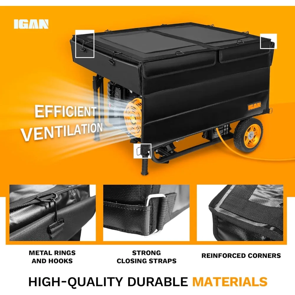 غطاء مولد مقاوم للماء عالي التحمل لموديلات 3500 وات - 12000 وات - حماية للجري والتخزين في الهواء الطلق، أسود #3