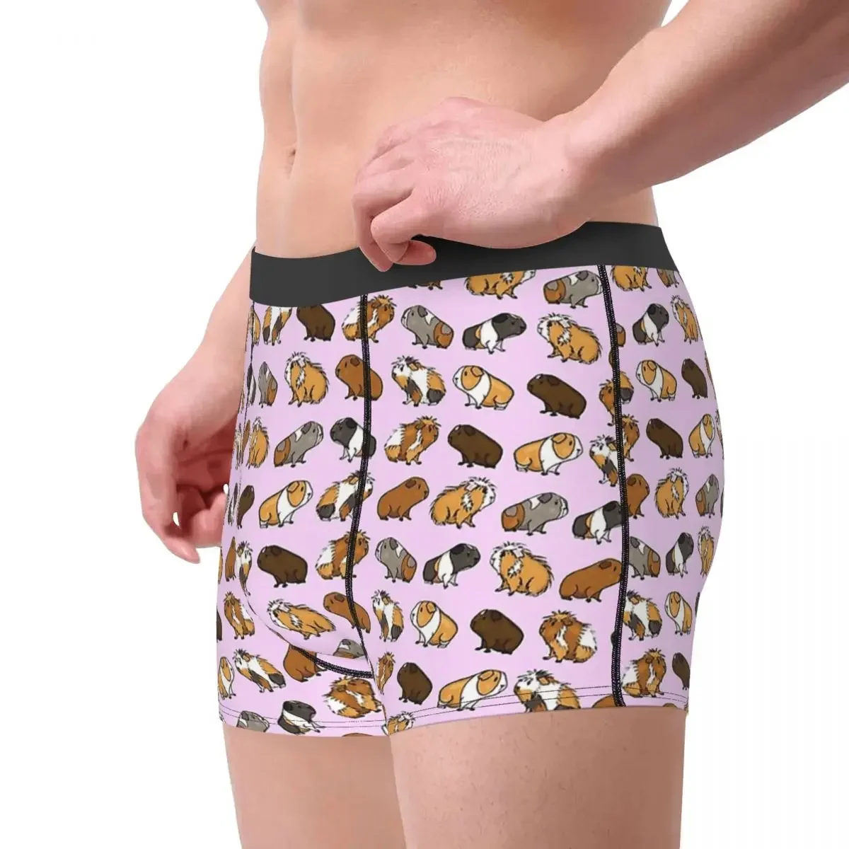 Procession Pink Guinea Pig Cavia Porcellus Animal Underpants Homme Panties Man Underwear Print Shorts Boxer Briefs