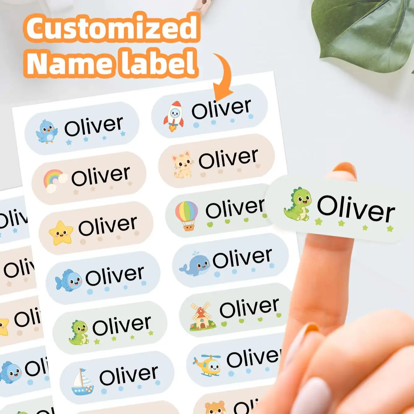 1-300PCS Waterproof Custom Cartoon Name Stickers with Personalized Text for Suitcases, Gym Bags, Skateboards, Headphone Cases