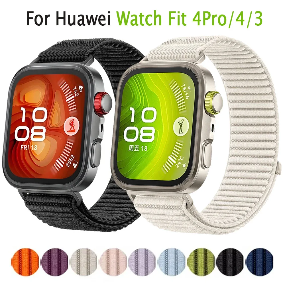 Offizielles geflochtenes Nylon-Schlaufenarmband für Huawei Watch Fit 4 3, sportliches, bequemes Armband, Huawei Watch Fit 4 Pro Correa-Zubehör