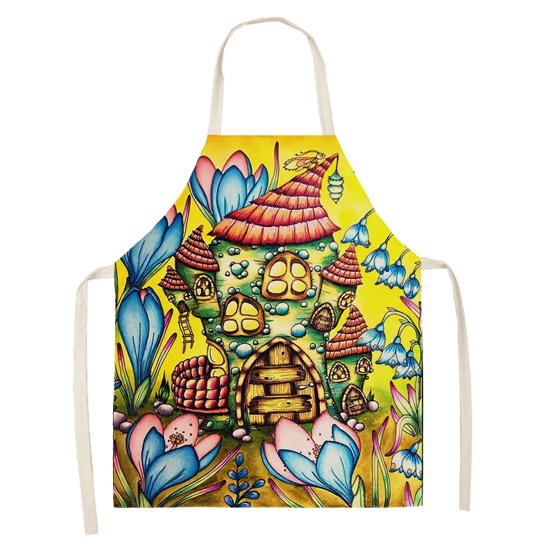 Women\'s kitchen apron Natural and Animal Styles Restaurant chef barber barman waterproof apron for menand child painting apron