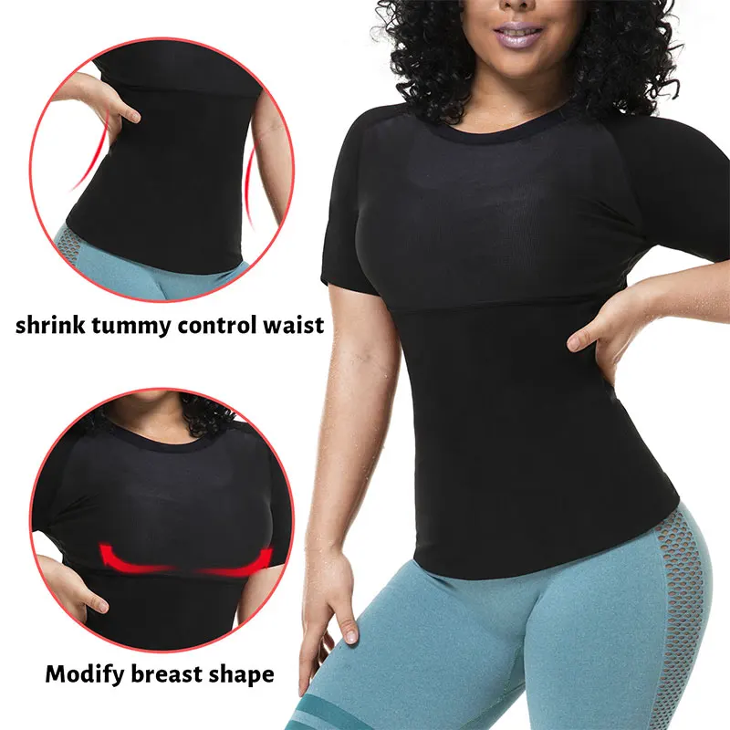 Women\'s Sauna Sweat Shirt Athletic Tee Compression T-Shirt Heat Trapping Sauna Vest for Women Weight Loss Body Shaper
