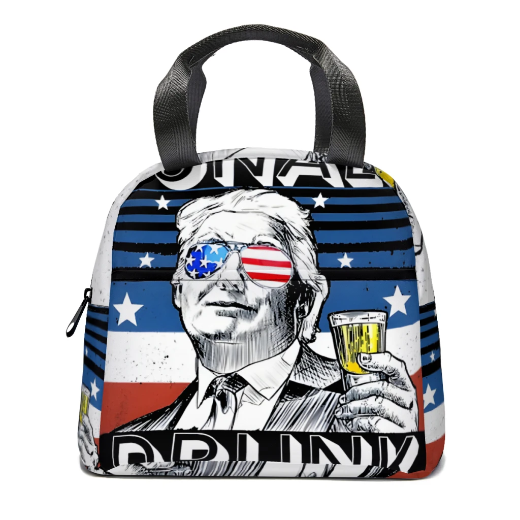 

Donald Drunk_1 Lunch Bag for School Waterproof Picnic Thermal Cooler Insulated Lunch Box Women Kids Tote Bags