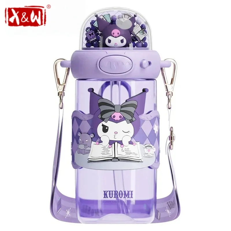 Cartoon Straw Water Cup Sanrio My Melody/Hello Kitty/Kuromi Leak-proof Children's Water Bottle Space Cup for Boys/Girls Gift